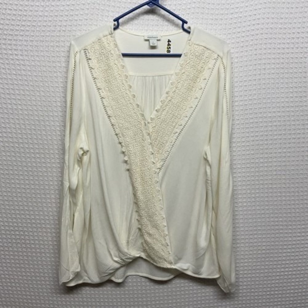 Sundance Boho Embroidered Lace Ivory/Cream Long Sleeve Blouse Top Women L China